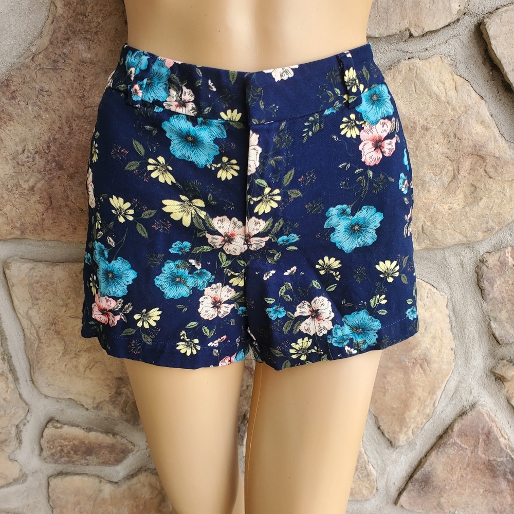 A.N.A. | Blue Floral Twill Shorts